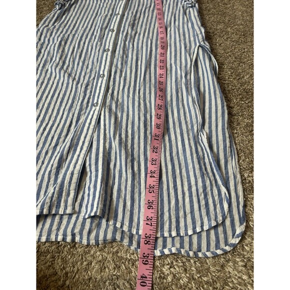 Maeve by Anthropologie Striped Button Down Tunic Women Medium Blue White Small - Picture 10 of 12